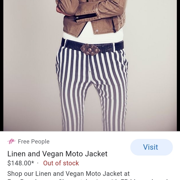 Free People Linen Vegan leather Moto Biker Jacket - Picture 13 of 14